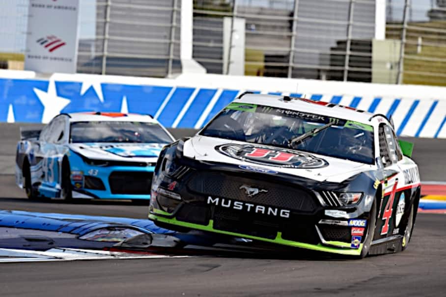 Stewart-Haas Racing's Kevin Harvick dominated much of the second half of the NASCAR Cup Series race. Stewart-Haas Racing's Kevin Harvick dominated much of the second half of the NASCAR Cup Series race.